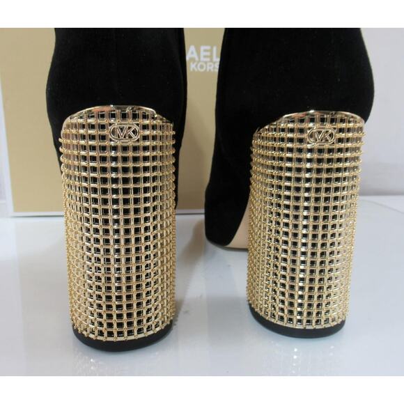 Michael Kors Maxine Block Heel Platform Bootie Zip Suede Black Size 8.5 - Picture 5 of 10